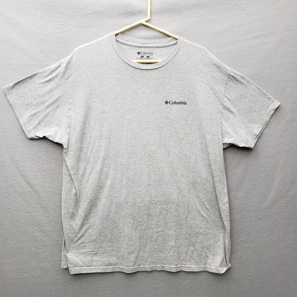 Columbia Short Sleeve Basic Tee Light Gray Logo Chest Minimalist Gorpcore XXL